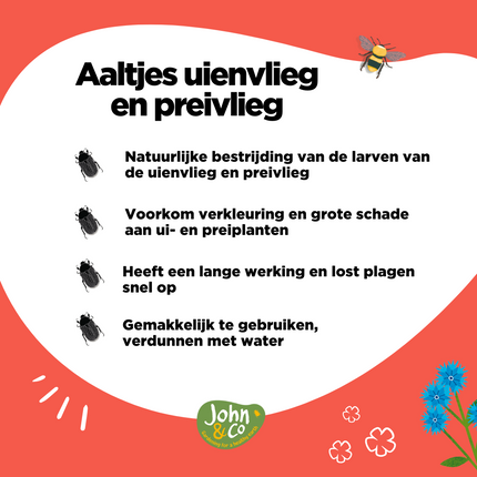 Aaltjes tegen uienvlieg en preivlieg (larven)